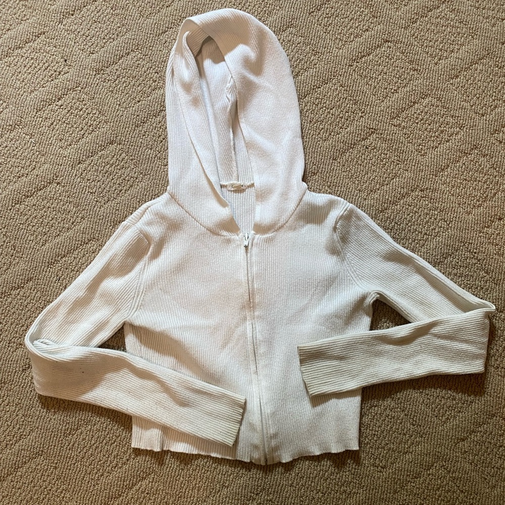 Garage white cropped zip up